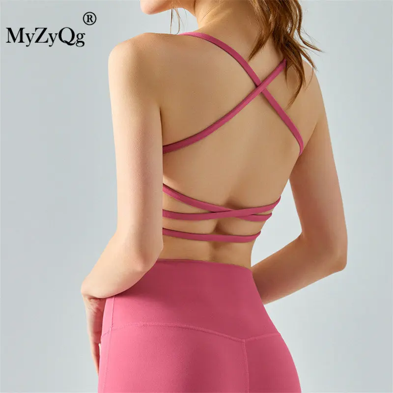 

MyZyQg Women Yoga Bras Hanging Neck Sports Underwear Cross Beauty Back Slimming Quick Dry Fitness Running Gym Vest Tank Top