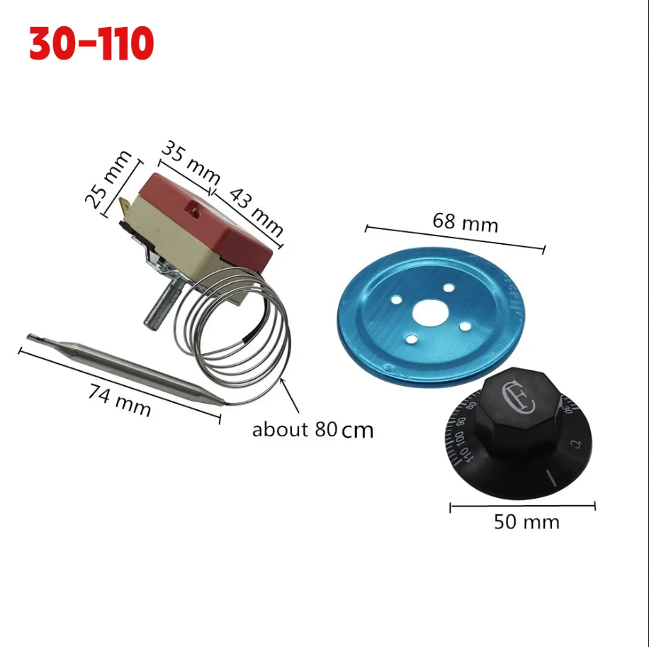 درجة الحرارة مفتاح دوار تحكم 30-110/50-300 درجة مئوية قابل للتعديل التحكم في درجة الحرارة التبديل الشعرية ترموستات 16A