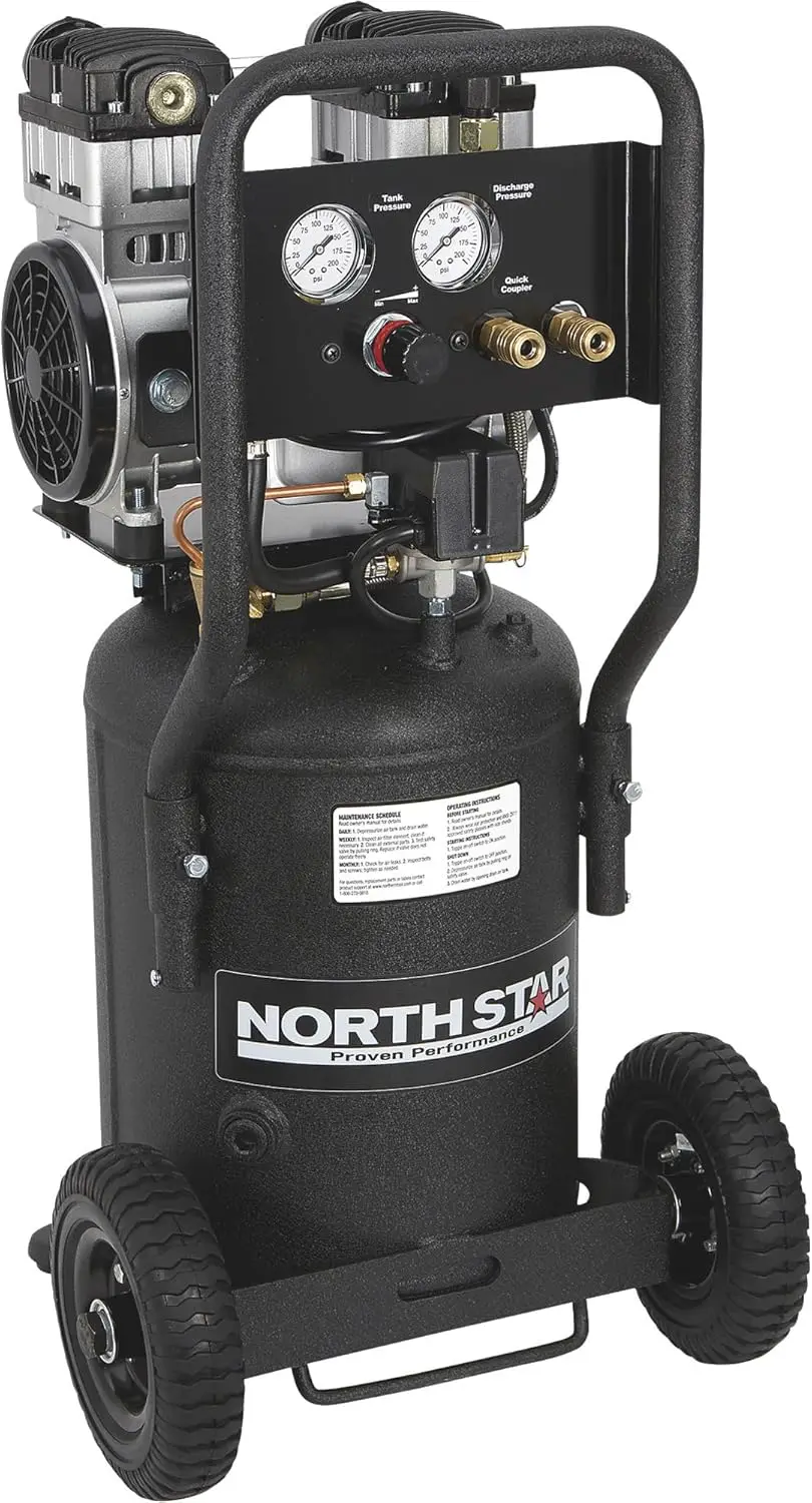 

Electric Air Compressor 1.5 HP 8-Gallon Vertical Tank Portable Quiet Operation Oil-free dual piston pump for cleaner air