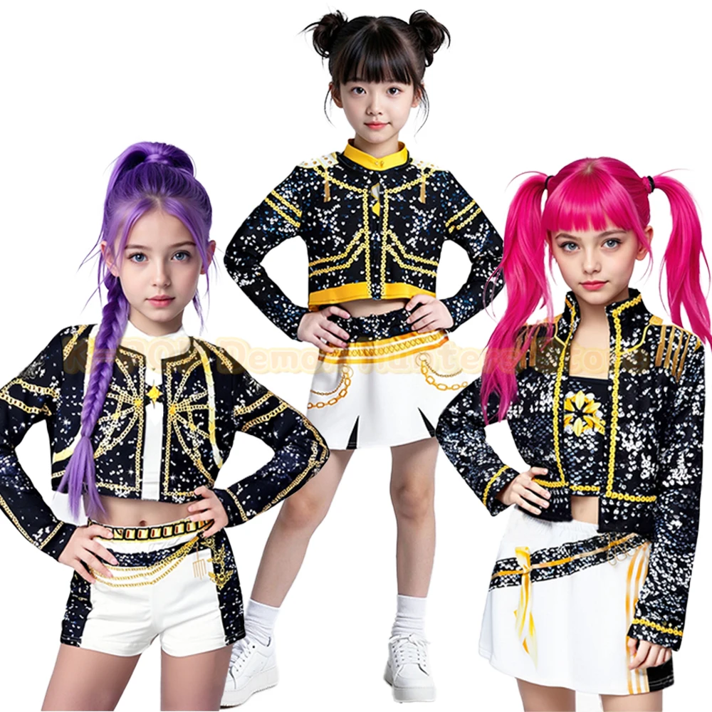 

New Warrior K Pop Disguise Rumi Costume Zoey Cosplay Mira Clothes Black 3D Printing Girls Group Women Halloween Costumes Outfits
