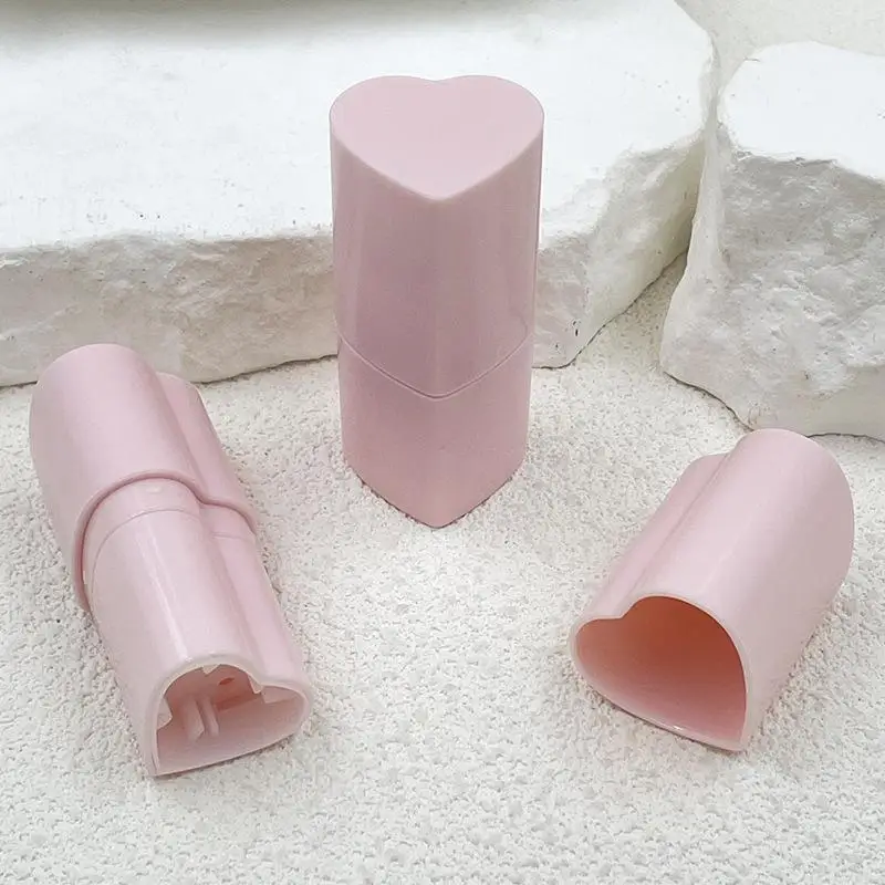 1 Stück leere Lippenstifthülsen in Herzform, glatte Oberfläche, robustes Kunststoffmaterial, ideal für DIY-Lippenbalsam-Bastelprojekte. – Detail 2