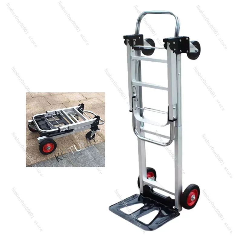 Aluminum alloy folding pull rod carts hand pulled together with push carts to carry goods, move, transport  lengthen flatbed car