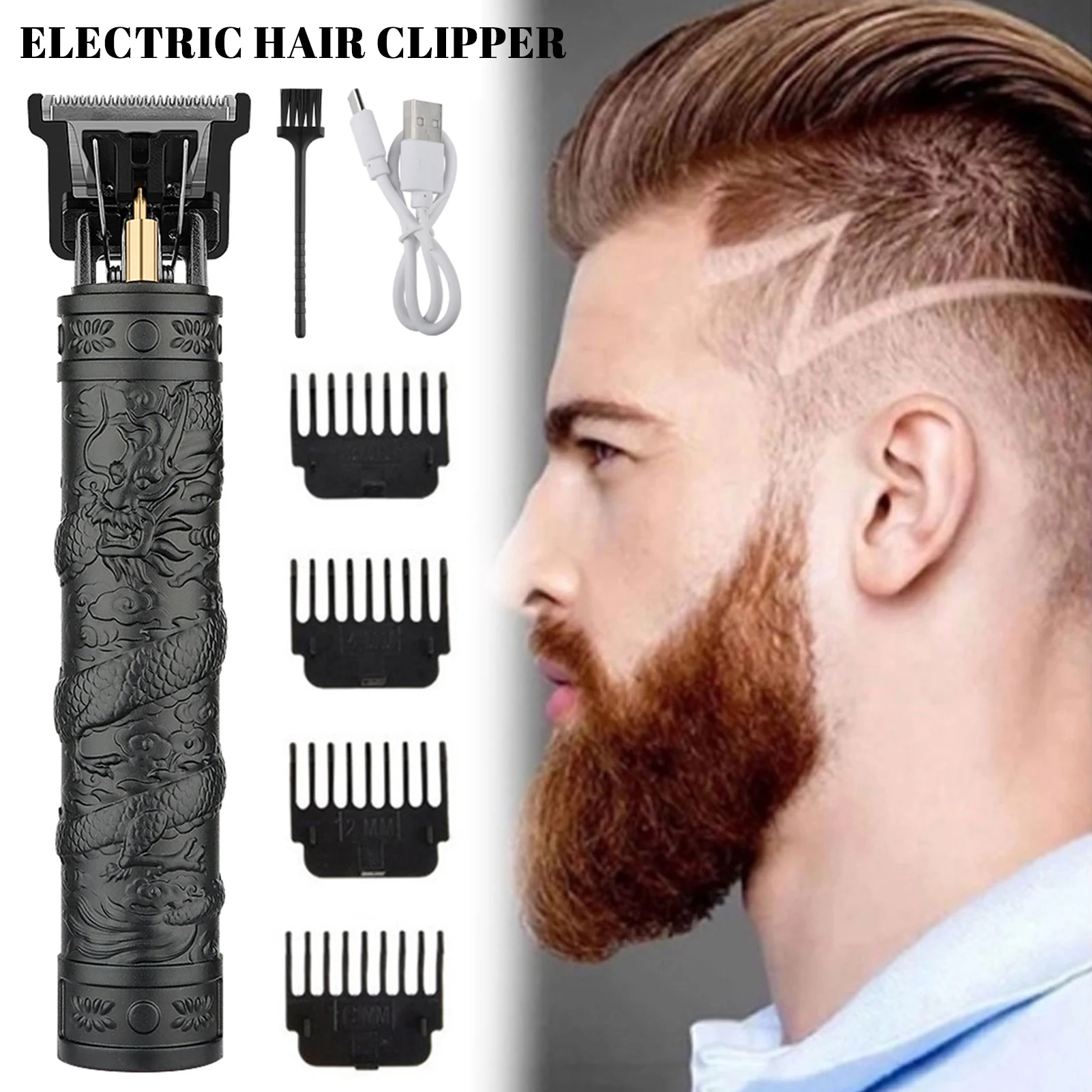 HIENA Vintage T9 hair Trimmers Dragon buddha head carving design Professional hair clipper barber Hair cutting machine Shaver