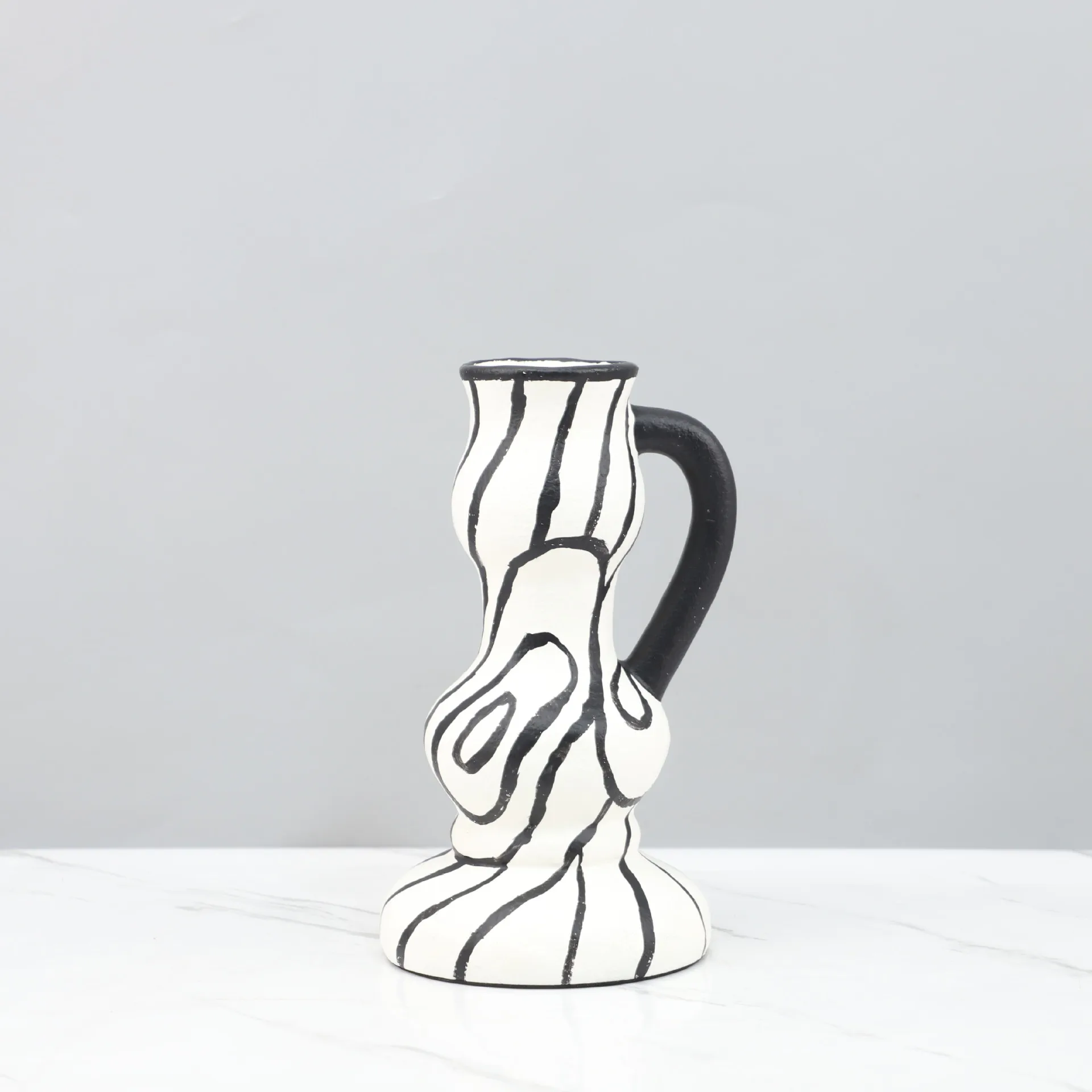 Creative geometric resin hand-painted striped vase flower ware living room desktop entrance decorative ornament crafts