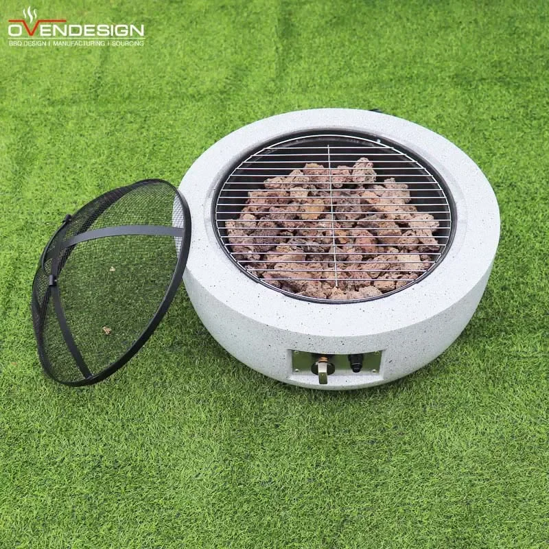 Outdoor Portable Gas Type Pumice Stones Round Fire Pit Lightweight Gas BBQ  Grill For Sale