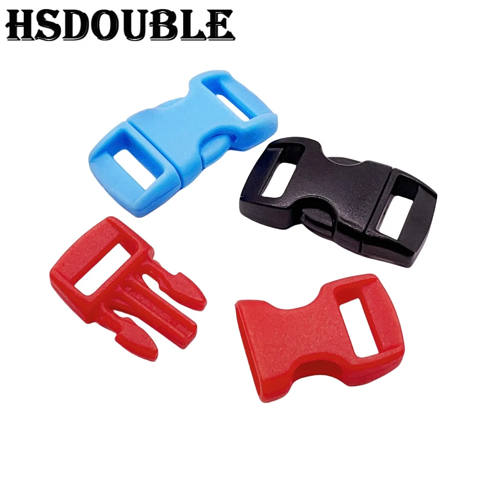 20 unids/pack 10mm Clip de hebilla de liberación lateral curvada de plástico colorido para pulsera de Paracord DIY correa de Collar para mascotas correas de mochila