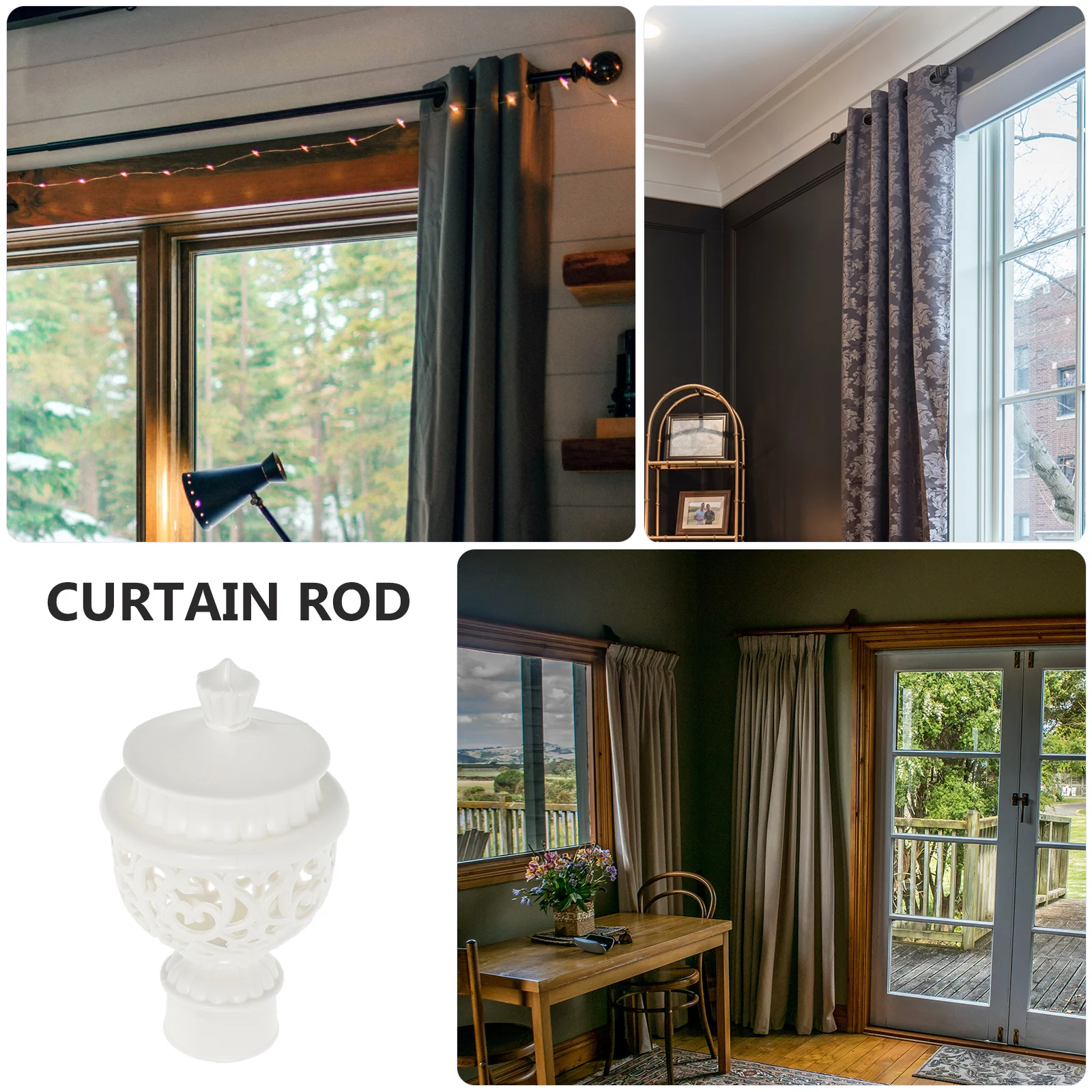 6 قطعة قضيب الستارة Finials Abs المواد ارتداء مقاومة التصميم الحديث ديكور المنزل استبدال ملحق ثنى قضيب المكونات النهائية
