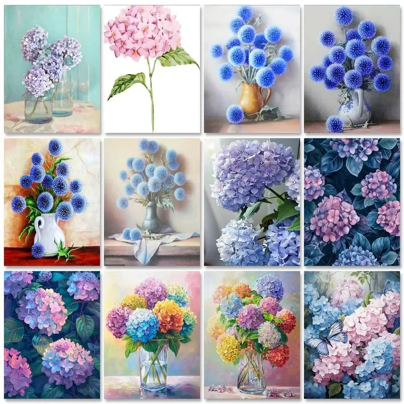 1pc frameless Modern Paint By Numbers Hydrangea Coloring By Numbers On Canvas Figure Paint With Numbers Handicraft For Adults