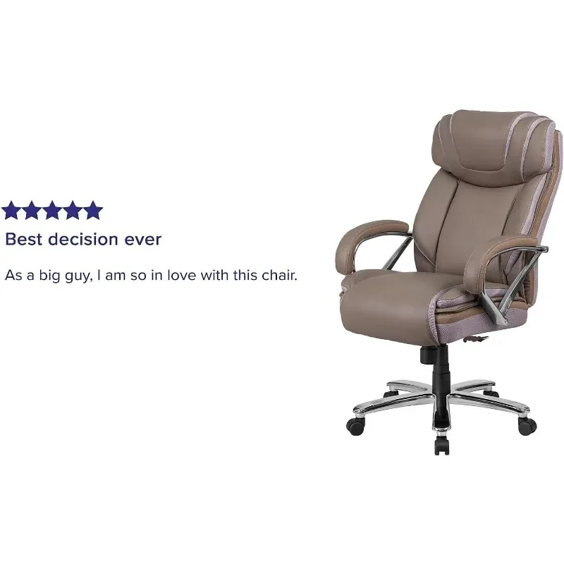 Silla de oficina ergonómica giratoria ejecutiva, asiento Extra ancho, grande y alto, cuero marrón