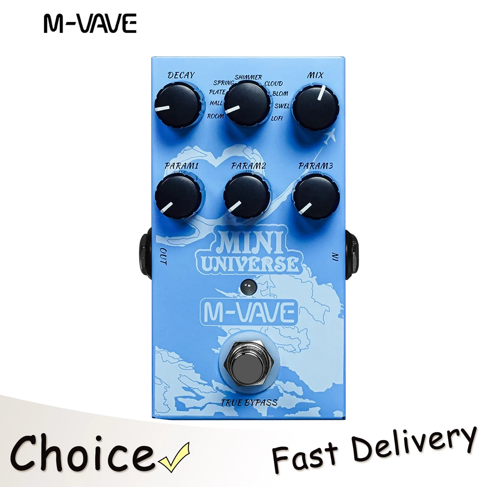 

M-VAVE Mini Universe, цифровая педаль эффектов реверберации, 9, педаль реверберации для комнаты/стриммера/Lofi/Spring, педаль Reveb, аксессуары для гитары