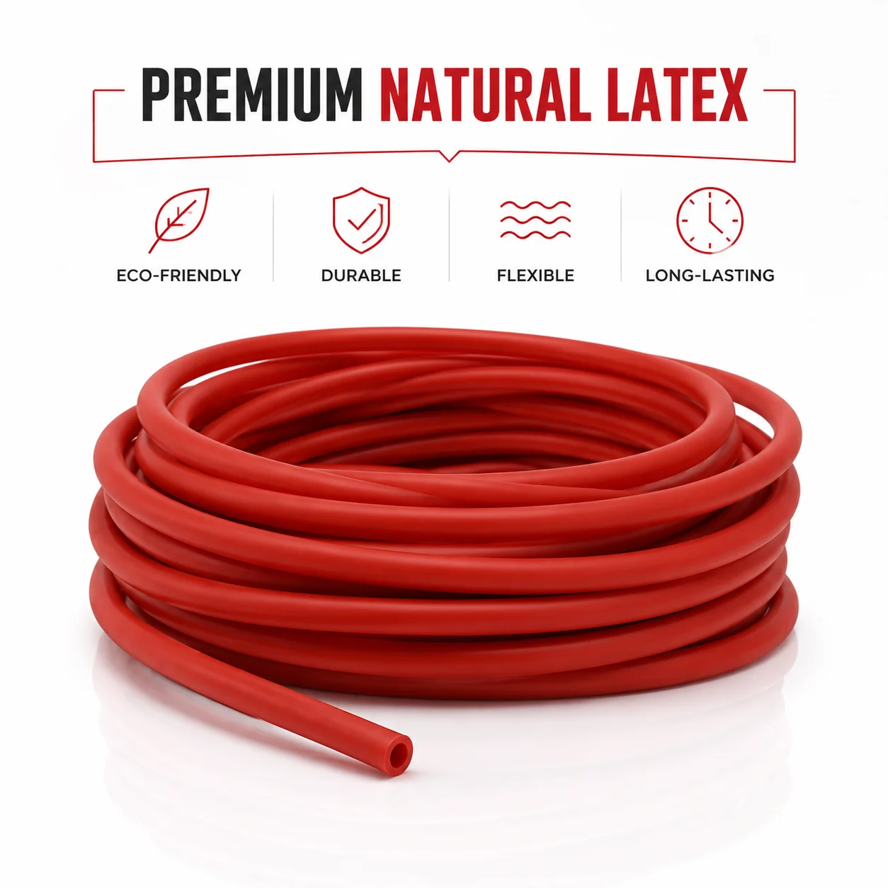 Red Natural Latex Tube ID1.6/1.7/1.8/2/3mm Wear-resistant High Elasticity Outdoor Sports Training Stretch Natural Latex Tube.