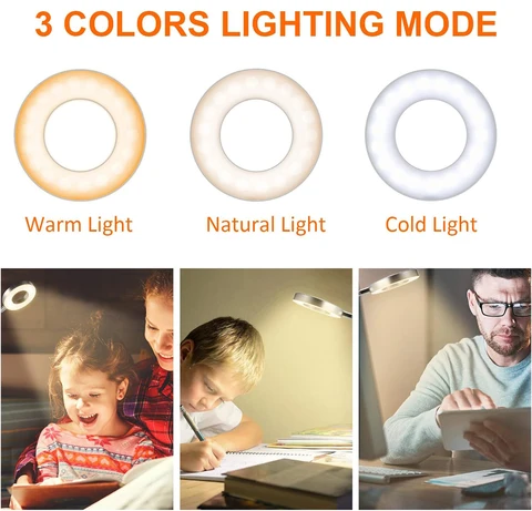 LED настольная лампа с зажимом 360° для чтения — изображение товара