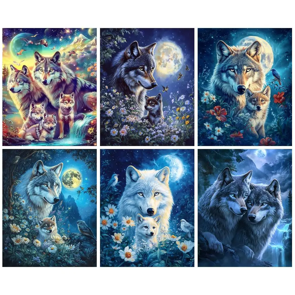 

GATYZTORY 5D DIY Diamond Mosaic Painting Wolf Rhinestone Fantasy Diamond Embroidery Mosaic Animal Handicraft Cross Stitch Kits G