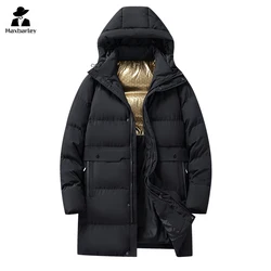 7XL Winter Men's Long Jacket Fashion Graphene Heating Thick Warm Hooded Parka Women's Solid Color Simple Down Cotton Padded Coat