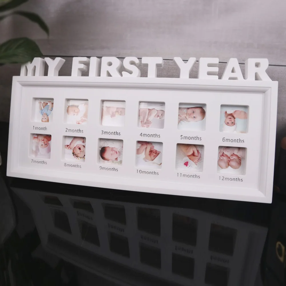 Ylsteed The First Year Baby Keepsake Picture Frame 0-12 Month  Monthly Grownth Photo Frame Souvenirs Newborn Photography Props