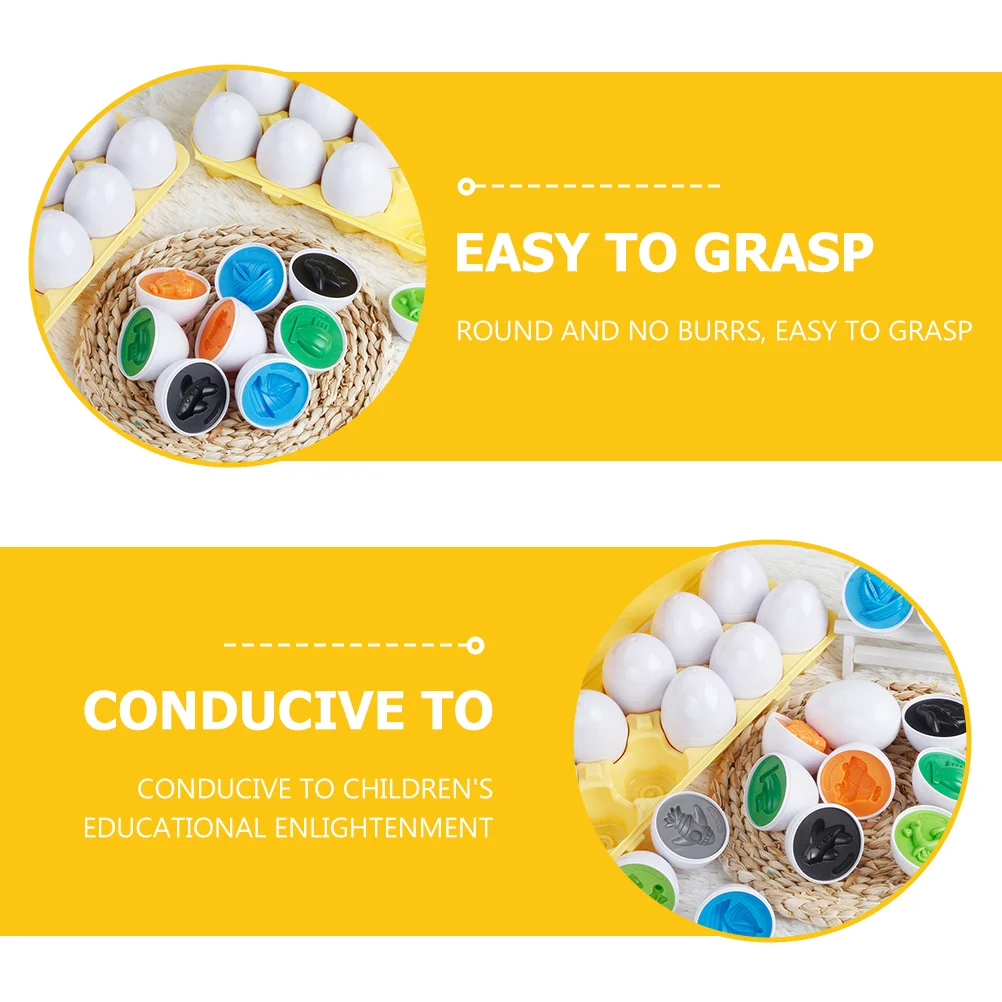 12pçs ovos de correspondência de veículos, aprendizagem de cores, cognição infantil, coordenação de memória educacional precoce, brinquedo de correspondência pré-escolar