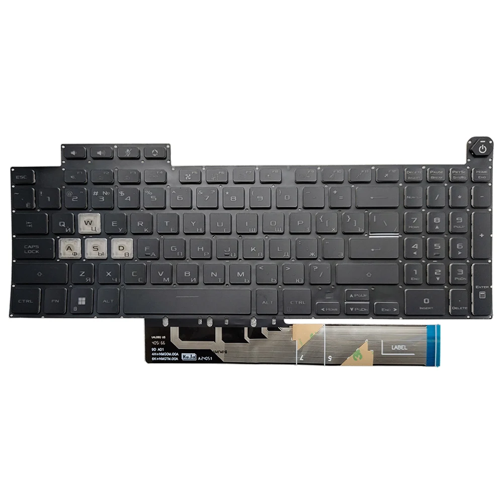 Imagem -02 - Teclado Asus Tuf Gaming Fx507 Fa507 Fx507z A15 F15 Fx517 Fx707 Fx707z Fa707 Fx507zc Fx5 Eua Russo Novo