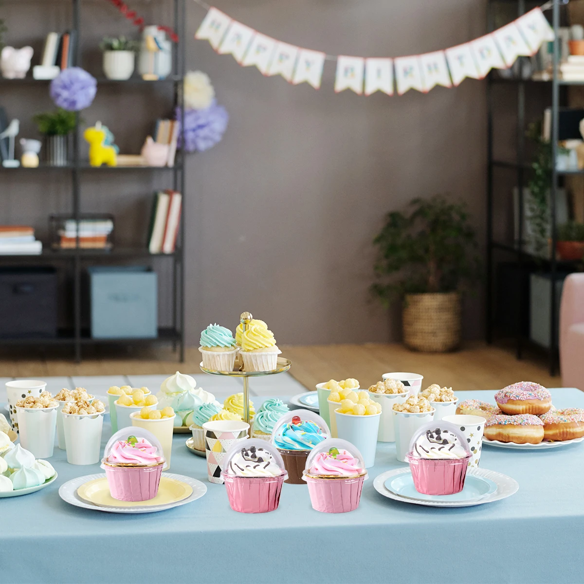 25/50pcs Mini Foil Gold Muffin Paper Cups with Lid Cake Wrappers Birthday Wedding Party Baking Pastry Tools Party Supplies