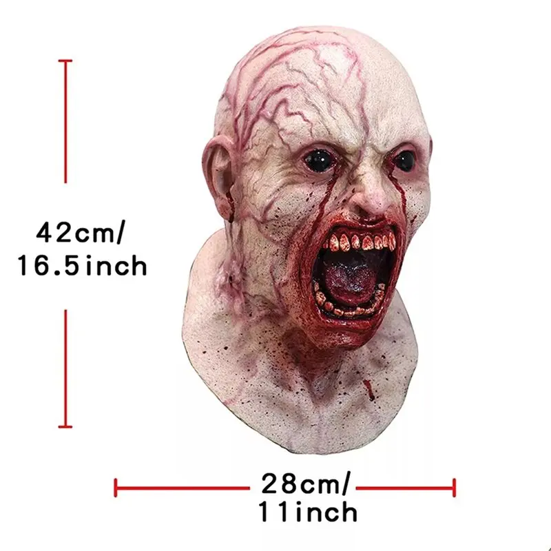 BEDW-Realistic Latex Horror Mask Scary For Halloween Makeup Party Face Cover Masquerade Bloody Disgusting Masque