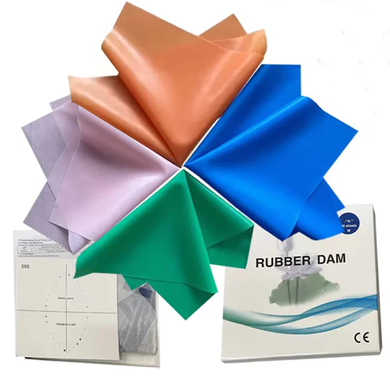 36/52Pcs Dental Rubber Dam Sheet 5x5 6x6 Non Sterile Natural Latex Rubber Barrier Dams for Dentist Oral Care Examination Tool