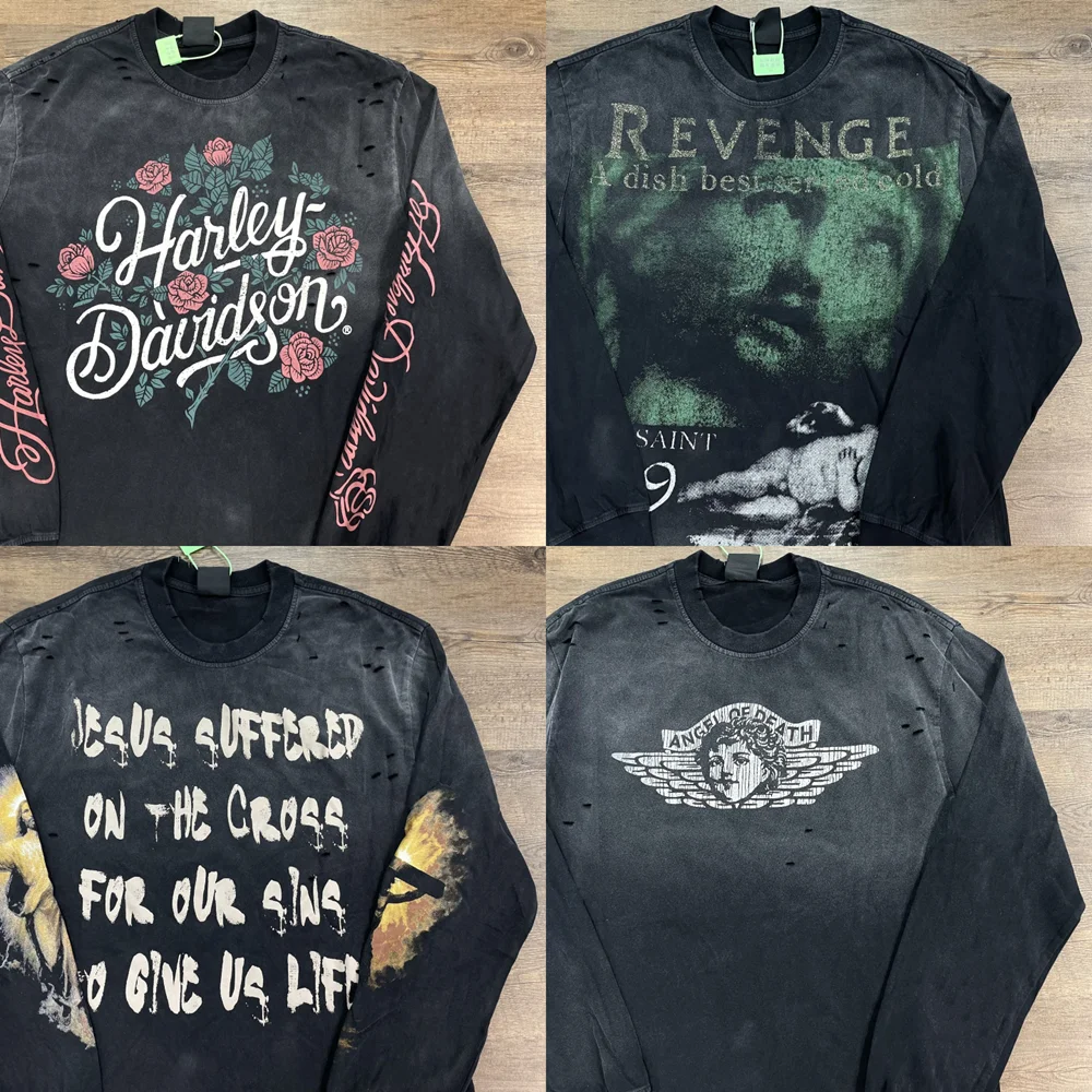 

Yao Уличная одежда в стиле хип-хоп Oversize Свободная винтажная модная роскошная брендовая повседневная хлопковая футболка с длинными рукавами Футболка в стиле ретро Y2k для мужчин