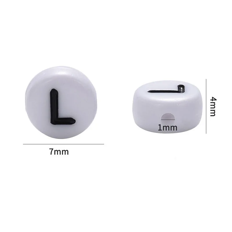 50-200pcs/lot 4x7mm White Round A-Z Alphabet Acrylic Letter Beads Loose Spacer For Jewelry Making DIY Bracelets Accessories