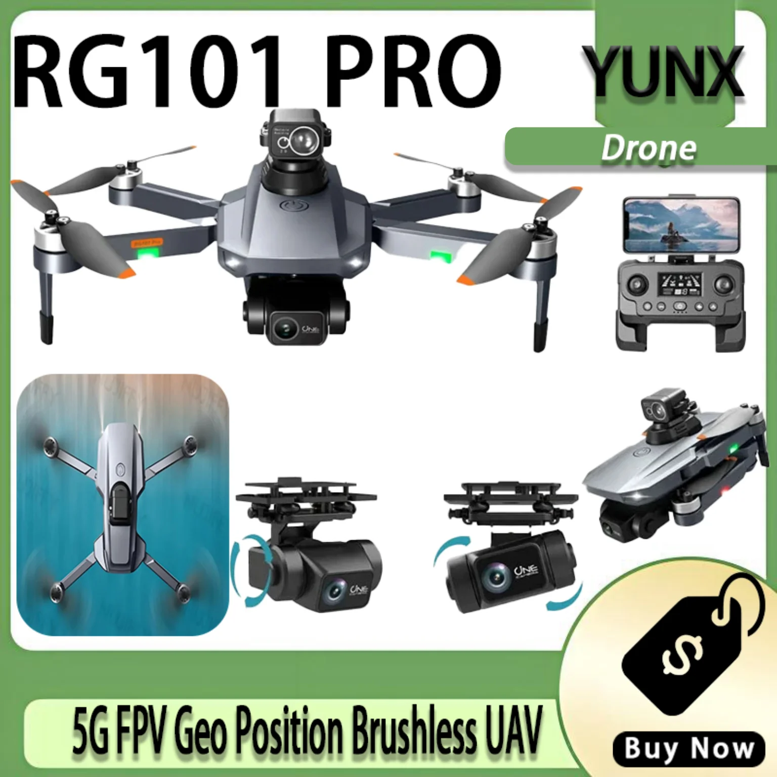 Ecliptic RG101 PRO Geo Aerial UAV, 4K Dual Optic Lens, 5G FPV Link, Brushless Power Craft for Pro Aerial Shooting