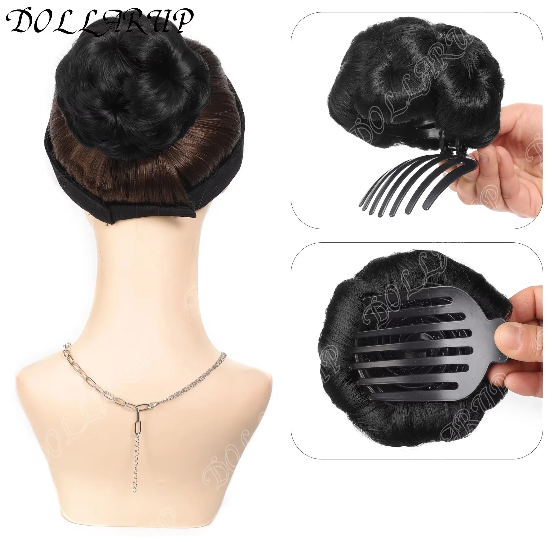 JKL Synthetic High Temperature Fiber Chignon Nine Flowers Hair Women Curly Chignon Hair Bun Donut Clip In Hairpiece