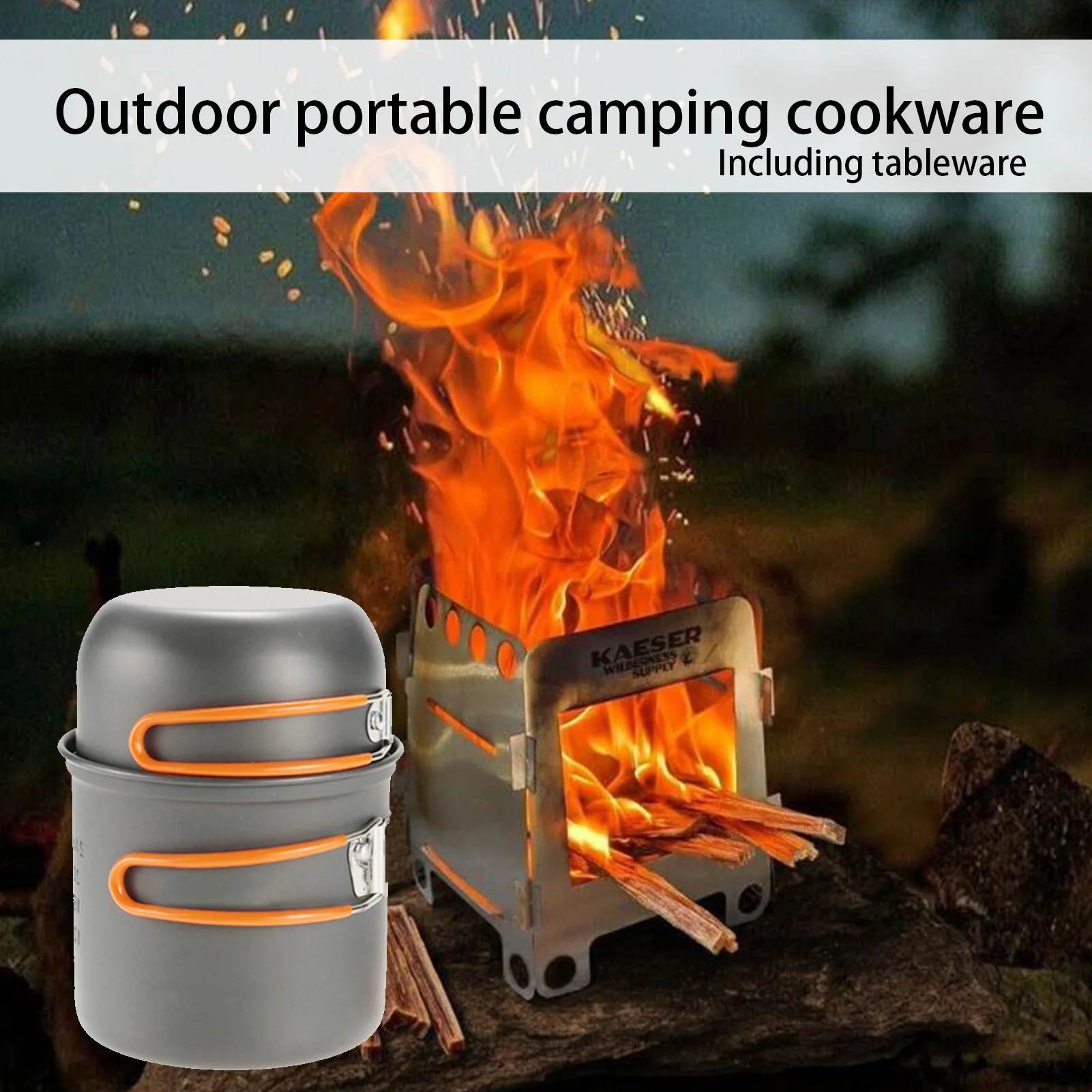 Juego de cocina portátil para pesca – Olla y cubiertos de aluminio - imagen 4
