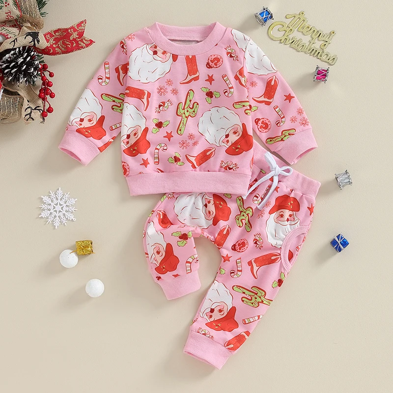 

Toddler Girl 2Pcs Christmas Clothes Set Long Sleeve Reindeer Tree Print Tops Leggings Outfits Baby Girl Clothing