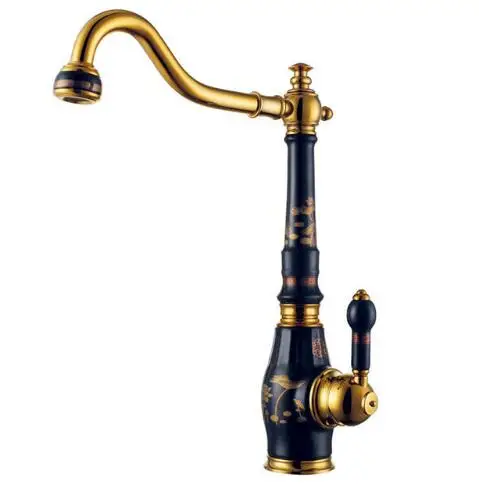 

Handle Chrome Finish Swivel Basin Sink Faucet Mixers Tap Brass with porcelain Kitchen Faucet/Single