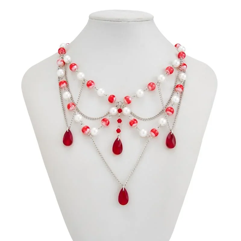 المرأة الجديدة قلادة لوليتا قلادة، اللؤلؤ شرابة حجر الراين قلادة طوق الحلو بارد الأزياء القلائد الفتيات هدية #1