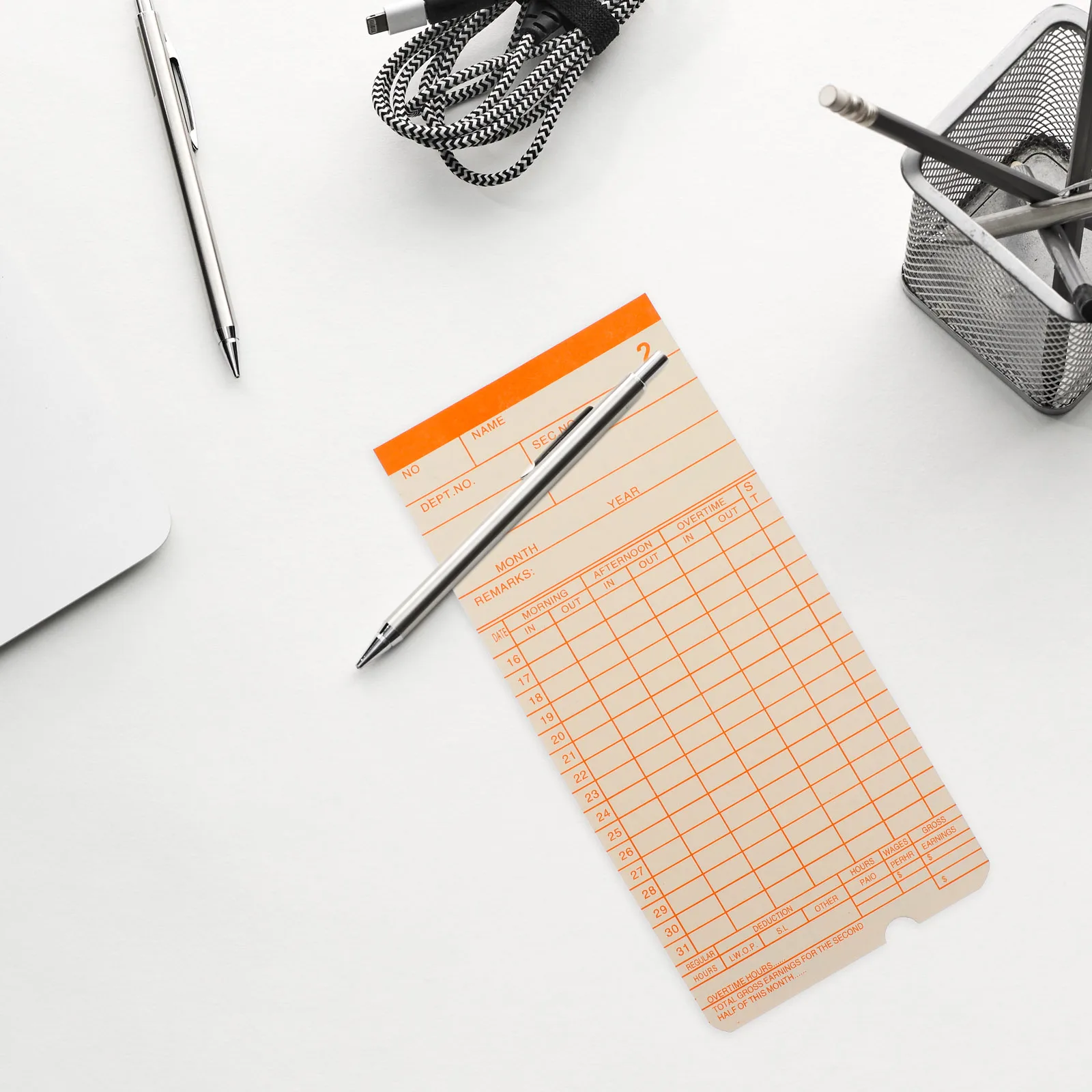 Attendance Paper Time Record Sheets Monthly Format Clocking Cards For Office Machine Punch Double-Sided