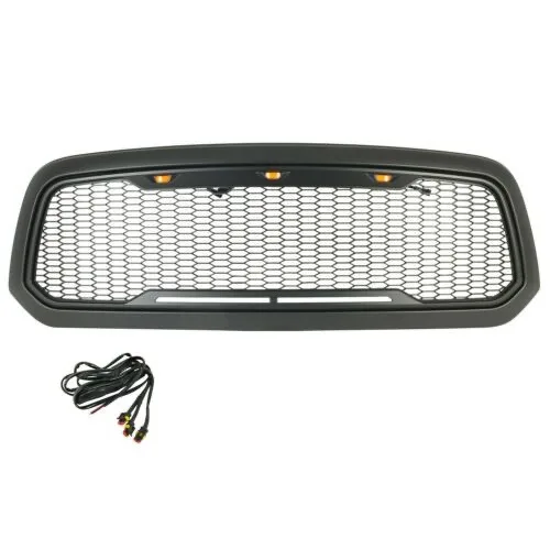 Grade dianteira do carro para Dodge Ram 1500 2013 2014 2015 2016 2017 2018, capô superior favo de mel, luz LED