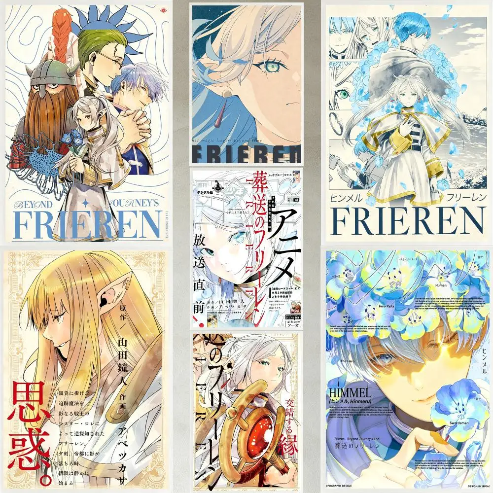 anime Frieren: Beyond Journey's End Poster Poster HD Waterproof Self-adhesive Art Print Wall Decor for Bedroom Living Room Gift
