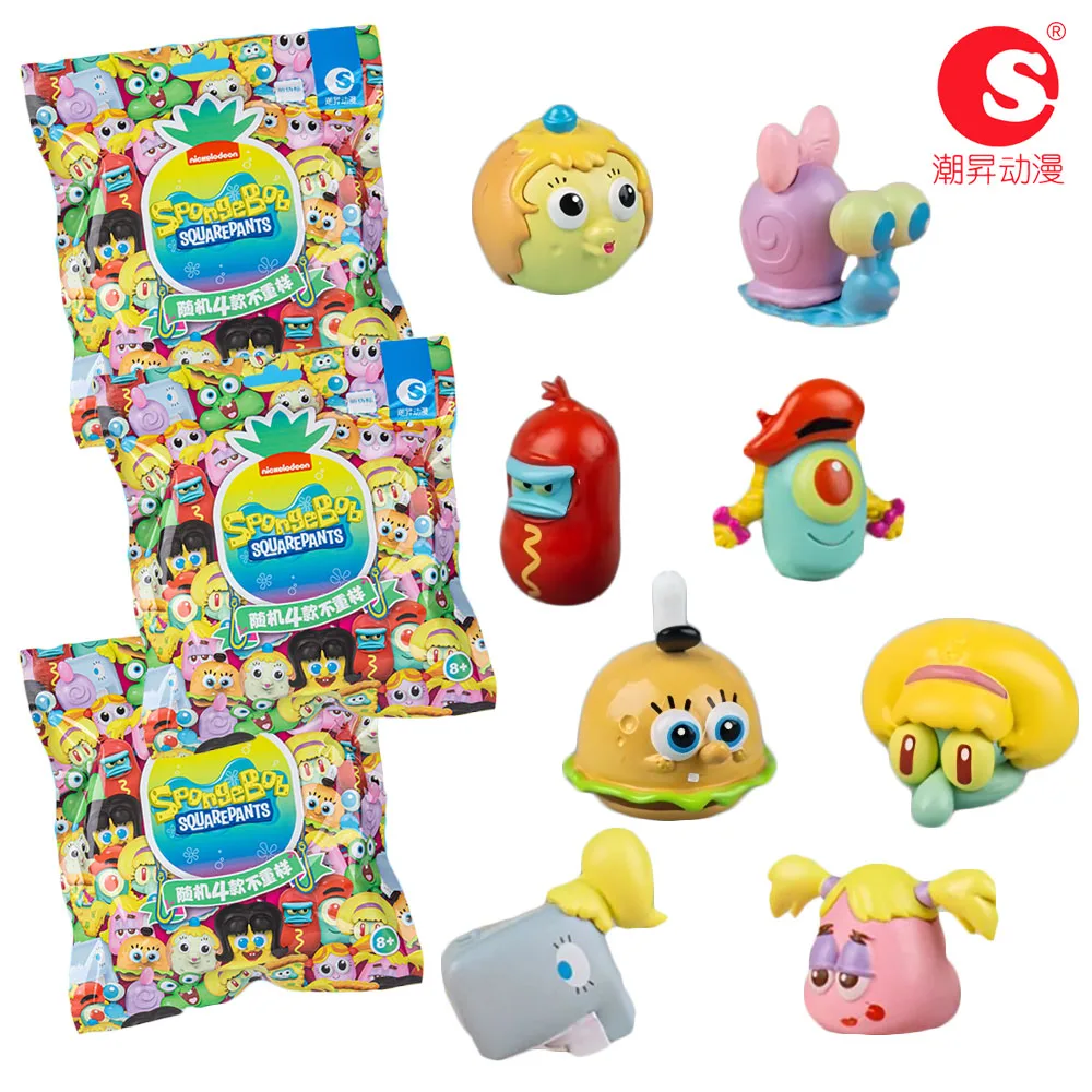 

New Genuine SpongeBob SquarePants Series Blind Box Cute Designs Creative Desktop Ornament Dolls Decoration Holiday Gift for Kids