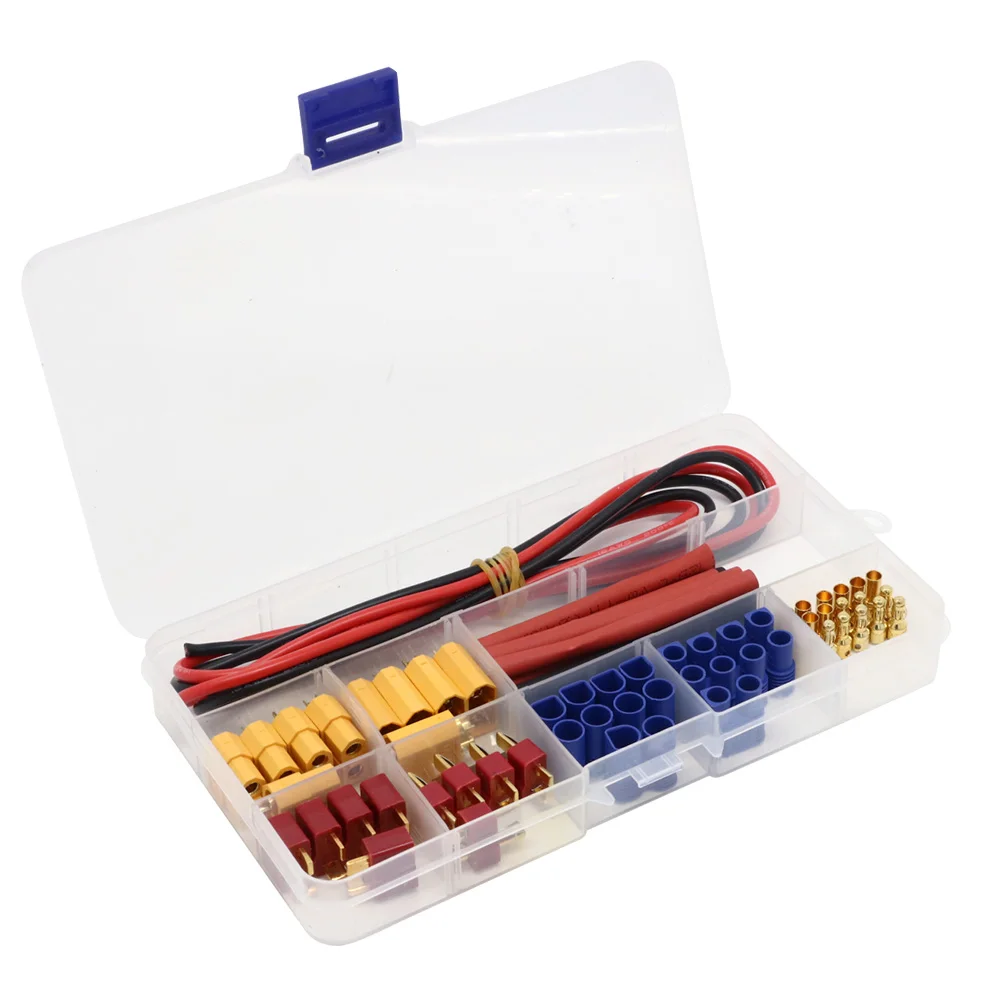 T Plug / XT60 / XT90 / EC3 / EC5 Male & Female Plug Connectors with 16AWG Silicone Wire and Shrink Tube