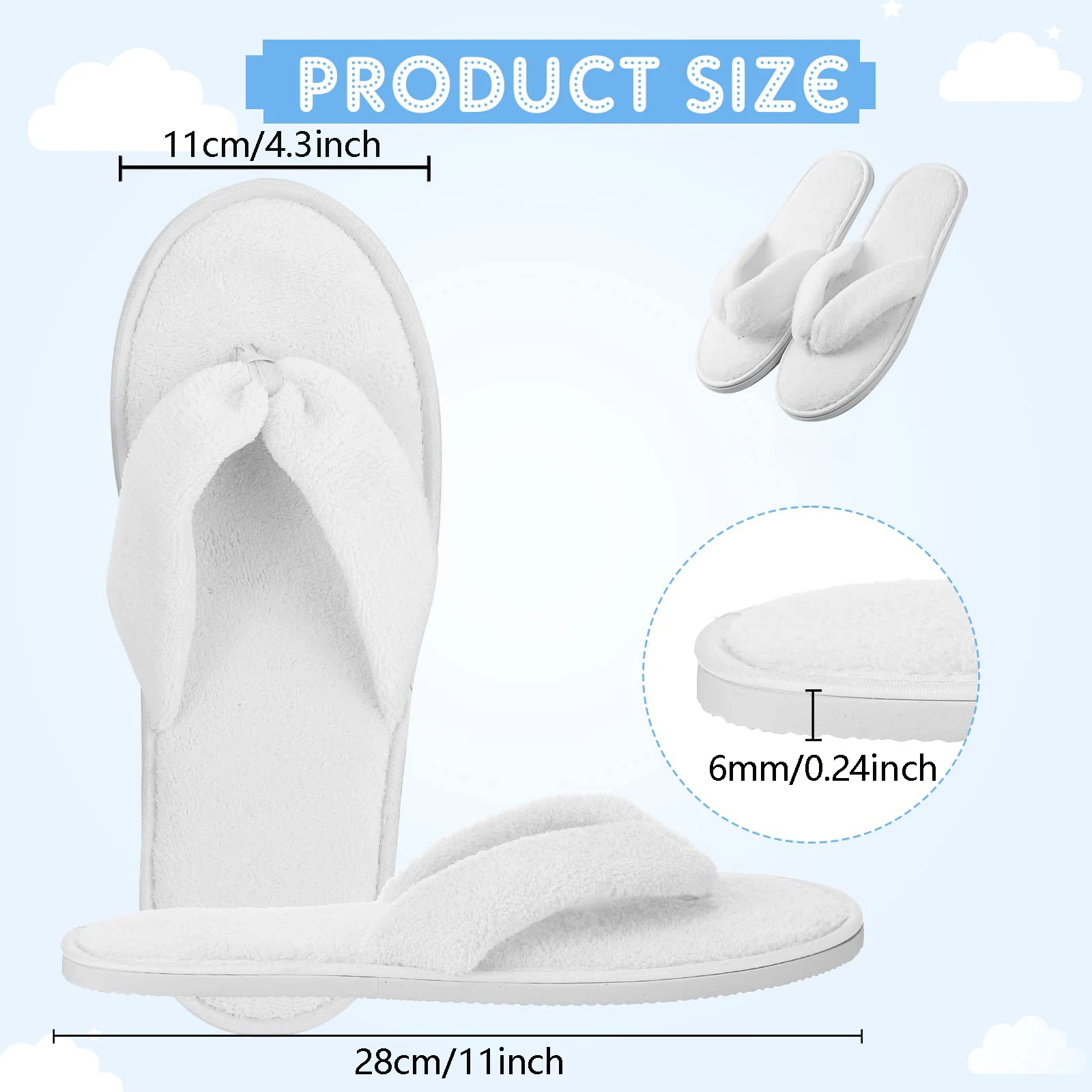 10-240Pairs Spa Slippers Flip Flops Wedding Flipflops for Guests Soft Coral Fleece House Slippers Non-Slip Hotel Slippers