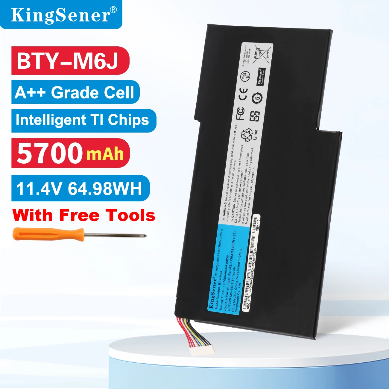 KingSener New BTY-M6J Laptop Battery For MSI GS63VR GS73VR 6RF-001US BP-16K1-31 MS-17B1 MS-16K2 9N793J200 Tablet Free Tools