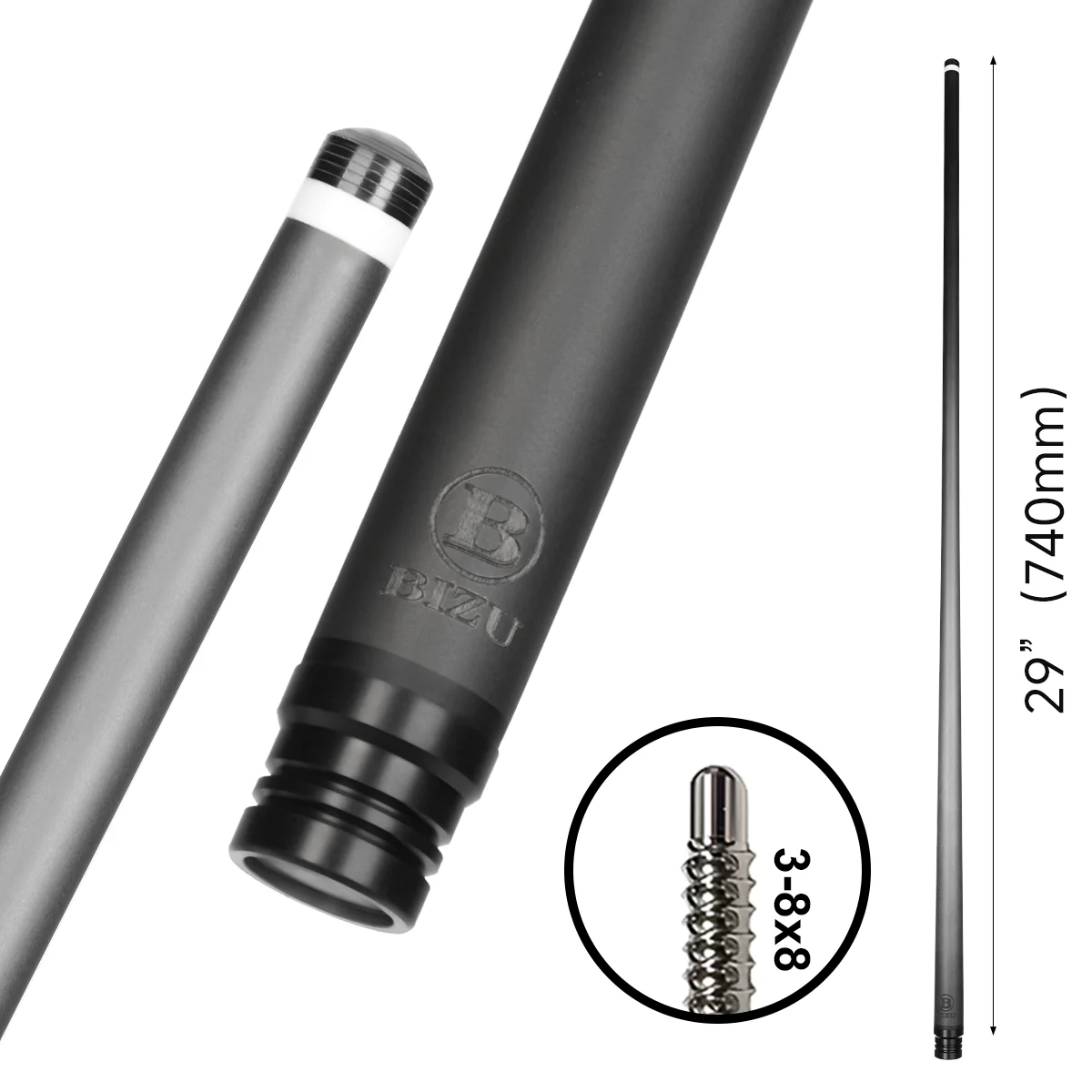 BIZU 29 Inch Carbon Fiber Billiard Pool Table Cue Break Shaft Durable for Enhanced Game Performance ( Shaft Only)