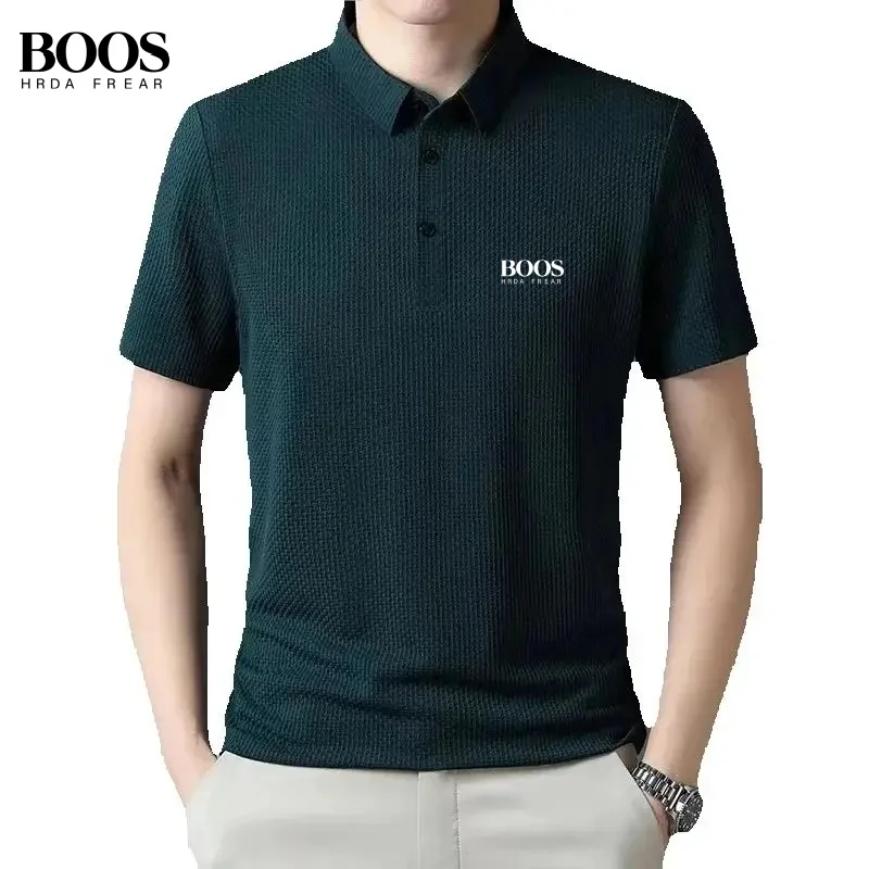 

Summer men's high-quality ice silk short sleeved polo shirt, new fashionable and casual silk smooth and refreshing T-shirt top