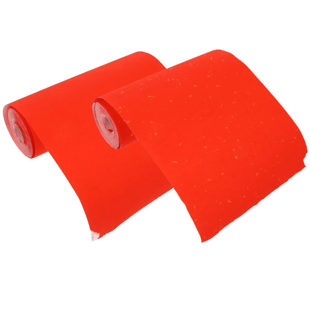 

2 Rolls Red Xuan Paper Durable Strong Long Life Holiday Scene New Year Character Scroll Art Supplies