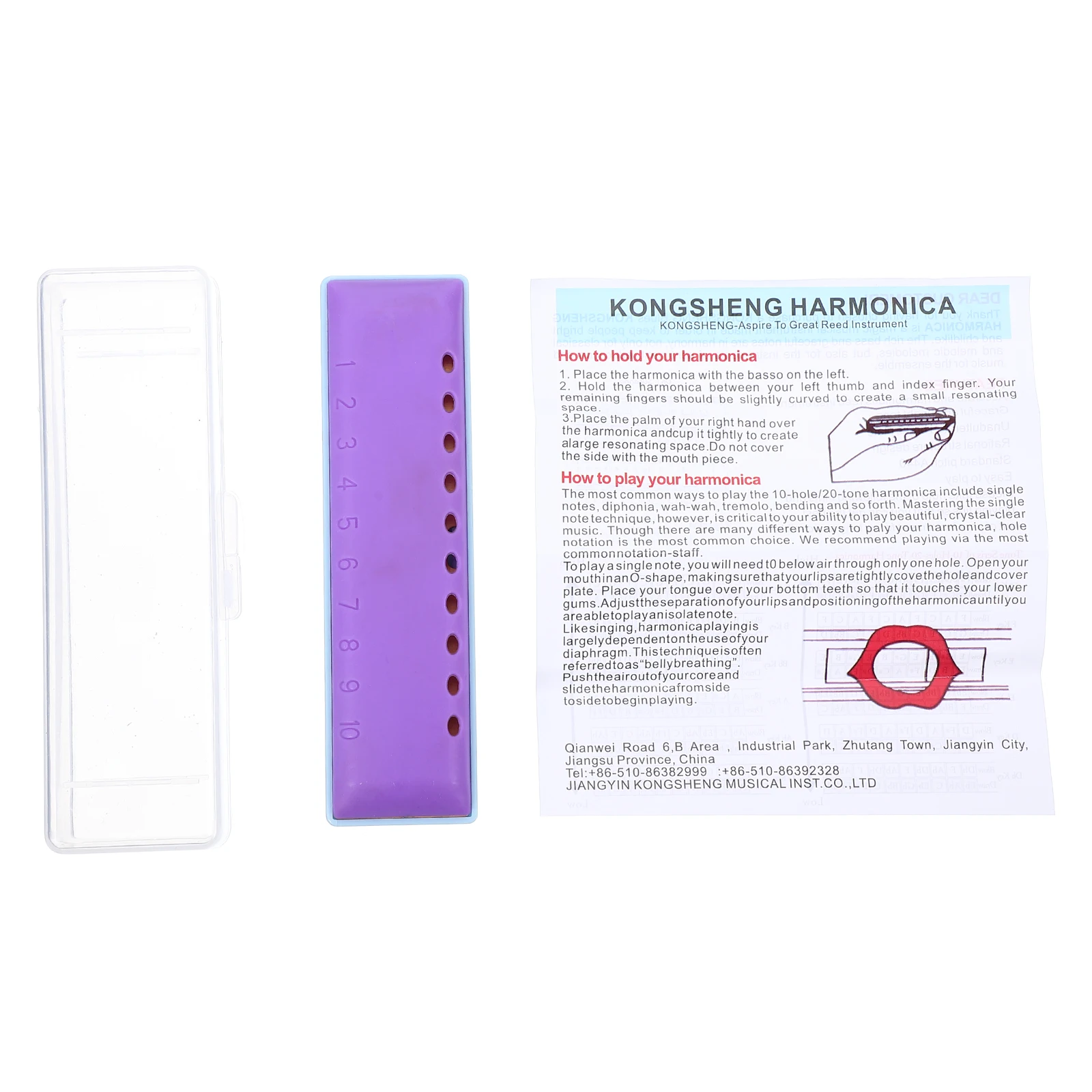 

Beginner Harmonica 10 hole 20 Tones Portable ABS Material Musical Toy Kids Adults Blue Purple Color Mouth gan Instrument