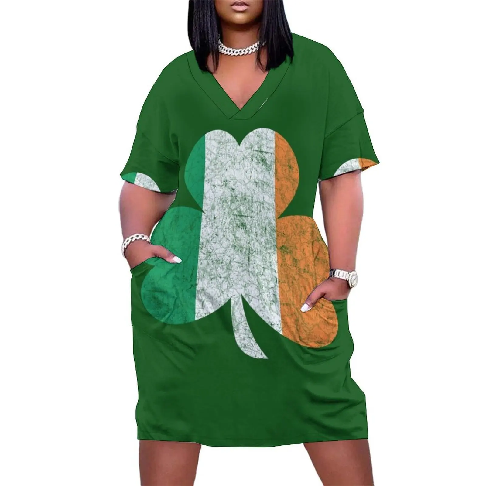 

Vintage Irish Shamrock Saint Patrick Day Loose Pocket Dress women's luxury party dress dresses for woman Evening gown