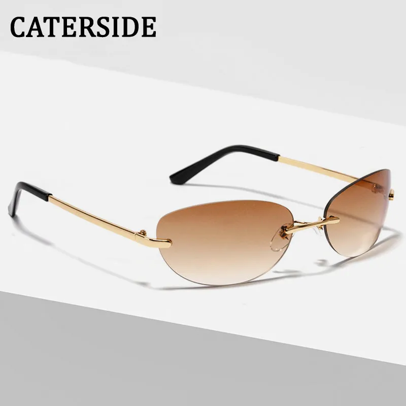 

CATERSIDE Retro Punk Rimless Sunglasses Men New Fashion Driving Outdoor Sun Glasses Unisex Sport Eyeglasses UV400 Oculos De Sol