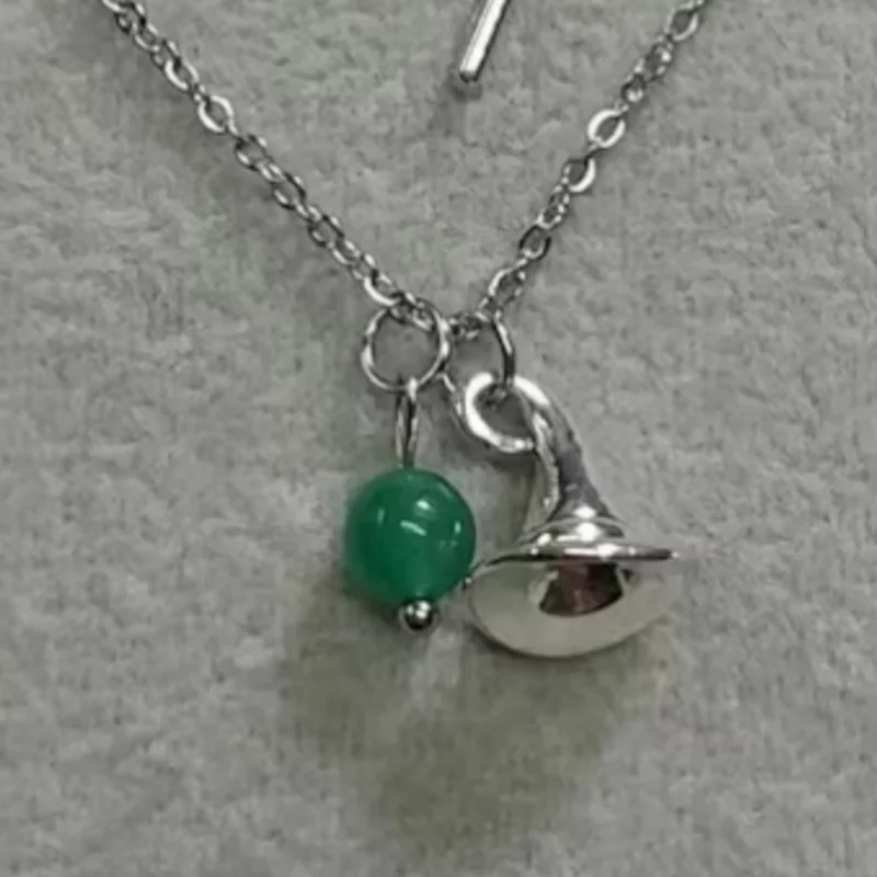 Wicked Necklace Glinda Rose Quartz Wand Necklace Elphaba Aventurine Hat Necklace Natural Gemstone Crystal Charm Necklace