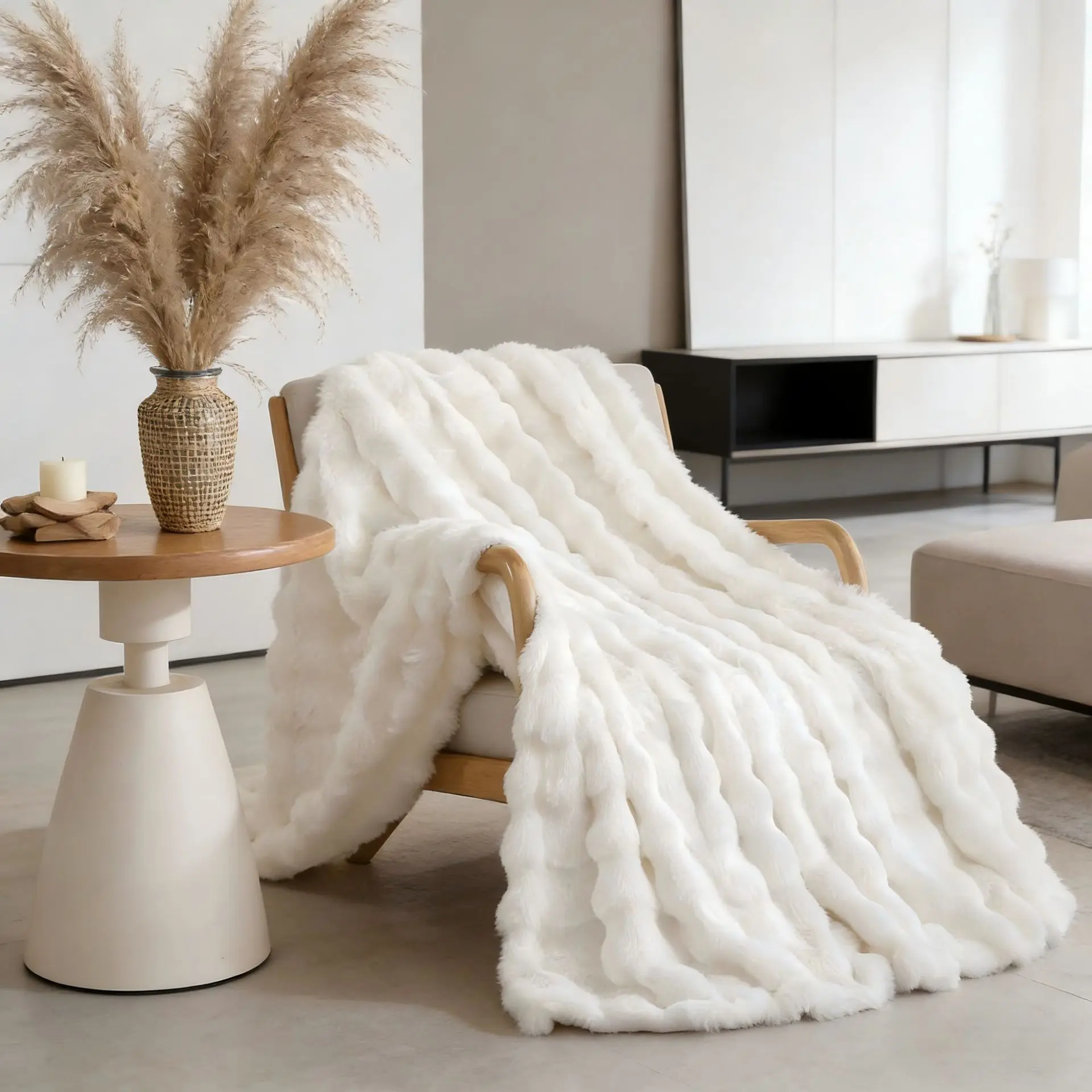 Luxury Faux Fur Rabbit Plush Thickened Warm Blanket, Winter Soft Rabbit Fleece Blanket Throw for Home Bed Sofa Cover 150X200cm