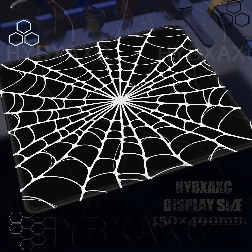 Black Spider Web Mouse Pad Large Square Computer Office Game Table Mat XS Gothic Spider Silver Crystalline Rubber Desk Mat
