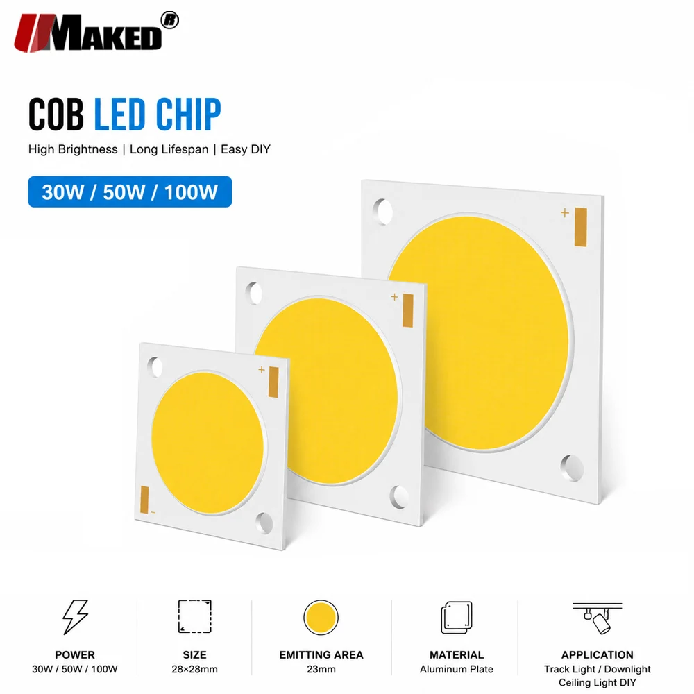 5Pcs LED COB 30W50W 70W 100W CRI92 36V 130lm/W 3000-4000-6000K 2828 Bridgelux Chip Light Bead Ball Tracking Down Lamp Source DIY