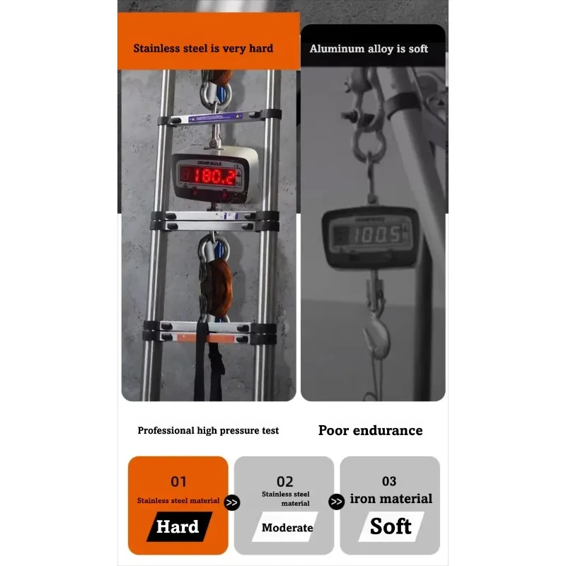 Stainless Steel Telescopic Ladder Without Hook and Aluminum Alloy Structure, Suitable for Engineering and Home Applications